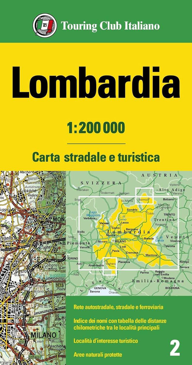 Buy Lombardy Road Map by Touring Club Italiano (2023) The Chart & Map