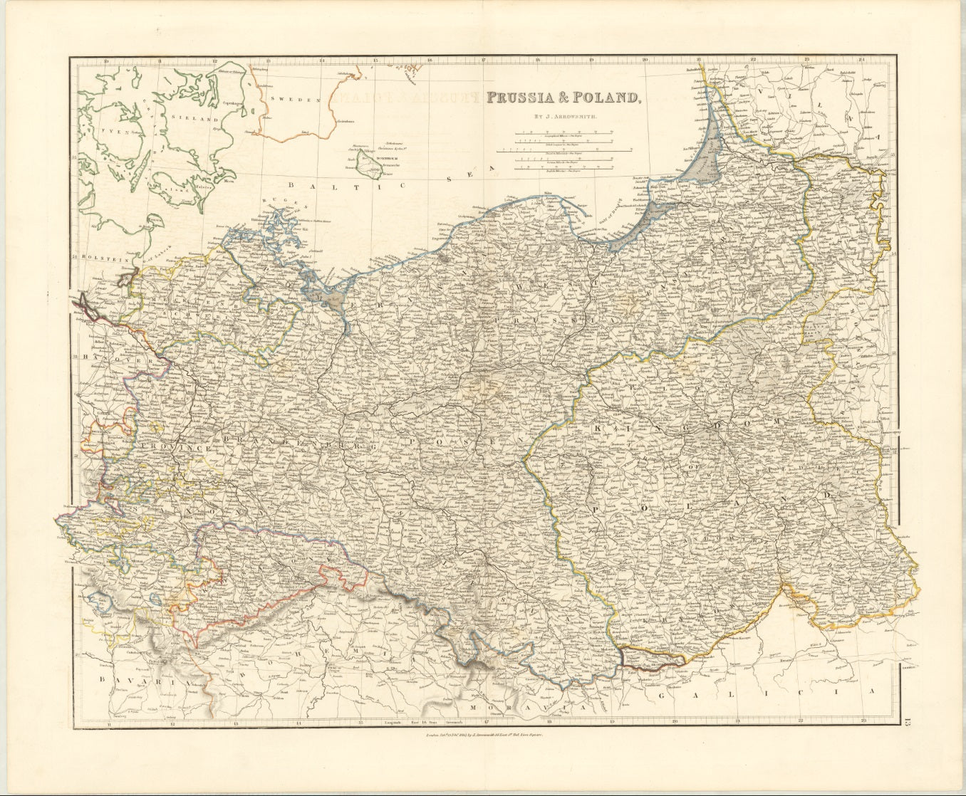 1834 Prussia & Poland Historical Map