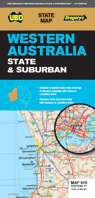 Western Australia State & Suburban Road Map 670 (17th Edition) by UBD Gregory's (2023)