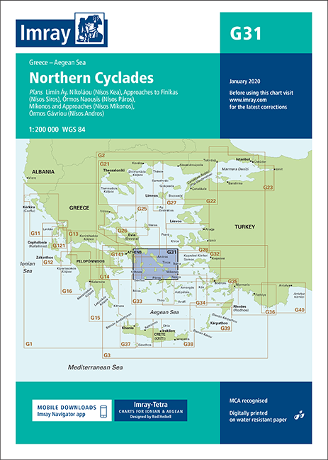 Nautical Chart G31 Northern Cyclades by Imray