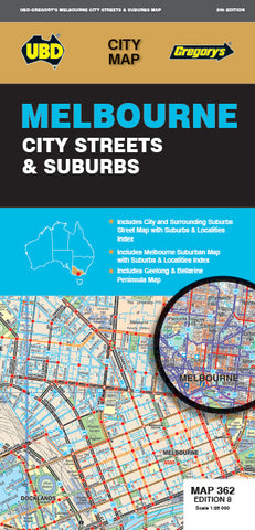 Melbourne City Streets & Suburbs Road Map 362 (8th Edition) by UBD Gregory's