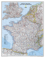 France, Belgium & the Netherlands Wall Map by National Geographic