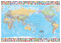 Hema World & Flags Pacific Centred Wall Map by Hema Maps