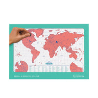 World Scratch Map Neon Edition Coral (A3) by Luckies of London