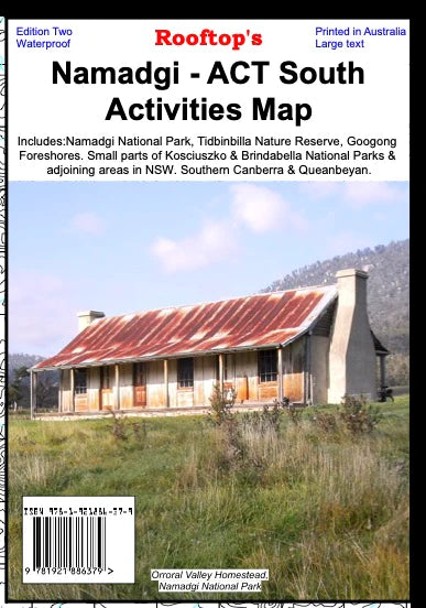 Namadgi - ACT South Activities Road Map (2nd Edition) by Rooftop Maps