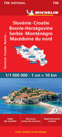 Slovenia, Croatia, Bosnia-Herzegovina, Serbia, Montenegro & North Macedonia Road Map by Michelin