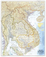 Vietnam, Cambodia, Laos & Thailand 1967 Wall Map by National Geographic