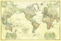 World 1922 Historic Wall Map by National Geographic