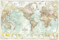 World 1957 Historic Wall Map by National Geographic