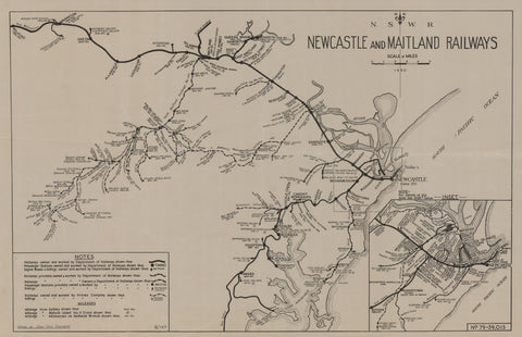 1950 Newcastle and Maitland Railways Historical Map
