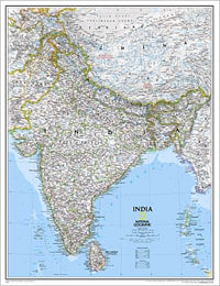 India Flat Travel Map by National Geographic 2006