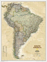 South America Executive Flat Travel Map by National Geographic 2009