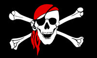 Red Bandana Jolly Roger Pirate Flag 5ft x 3ft