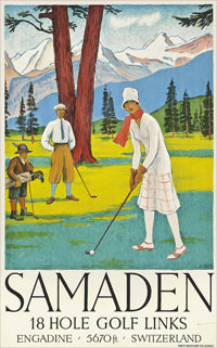 Vintage Travel Poster: Visit Samaden, Switzerland