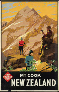 Vintage Travel Poster: Visit Mt Cook, New Zealand