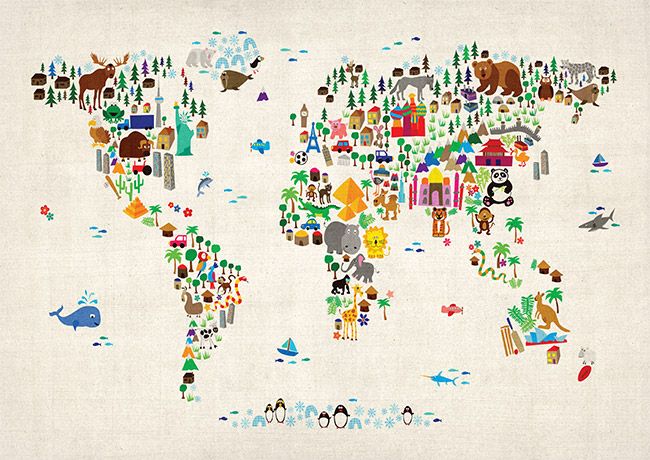 Kids Animal of the World Wall Map by Maps International