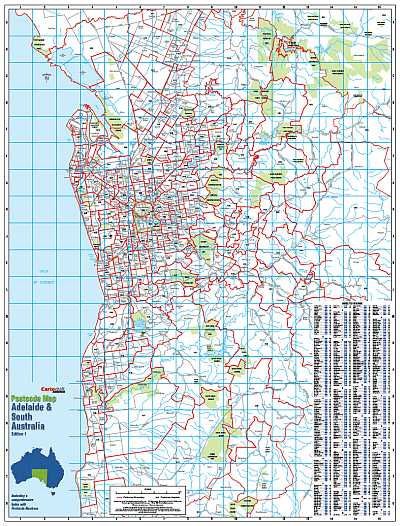 Adelaide Postcode Wall Map by Cartodraft Australia