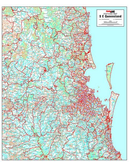South East Queensland Postcode Wall Map by Cartodraft Australia