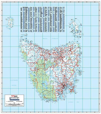 Tasmania Postcode Wall Map by Cartodraft Australia