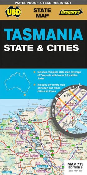 Tasmania State & Cities Road Map (6th Edition) by Hardie Grant (2014)