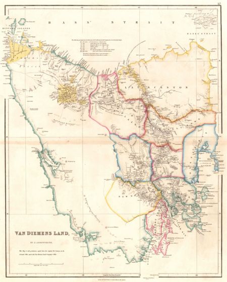 Tasmania 1842 Vintage Map