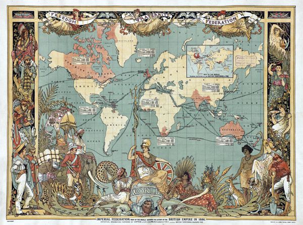 British Empire 1886 Vintage Map