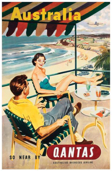 Vintage Travel Poster: Visit Australia (Qantas)