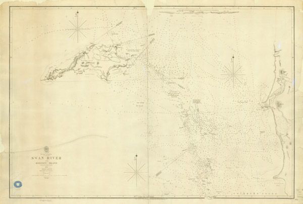 Swan River & Rottnest Island 1845 Historical Map