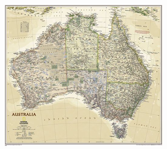 Australia Executive Wall Map by National Geographic (2013)