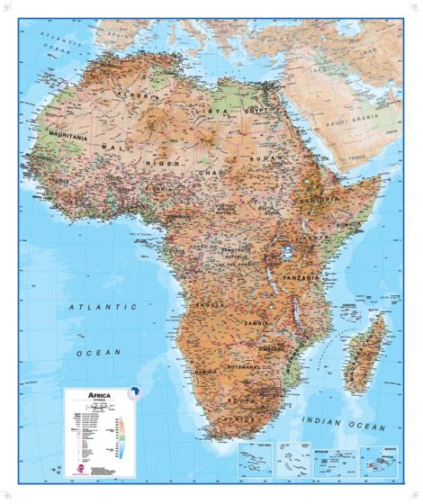 Africa Physical Wall Map by Maps International