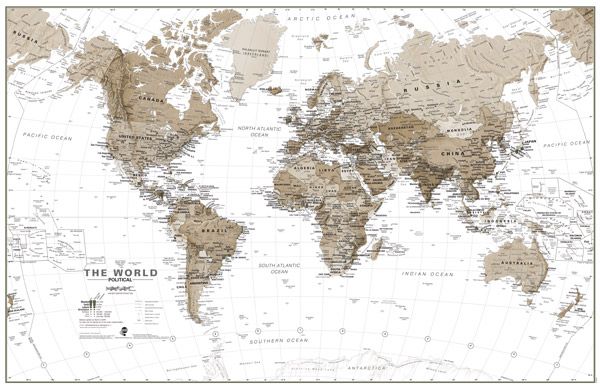 World Wall Map Neutral Large by Maps International