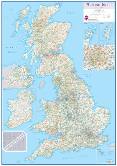 British Isles Routeplanning Wall Map by Maps International