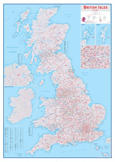 British Isles Postcode Wall Map by Maps International