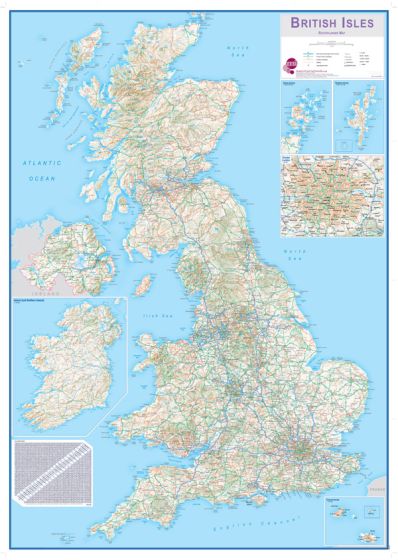 Large British Isles Routeplanning Wall Map by Maps International
