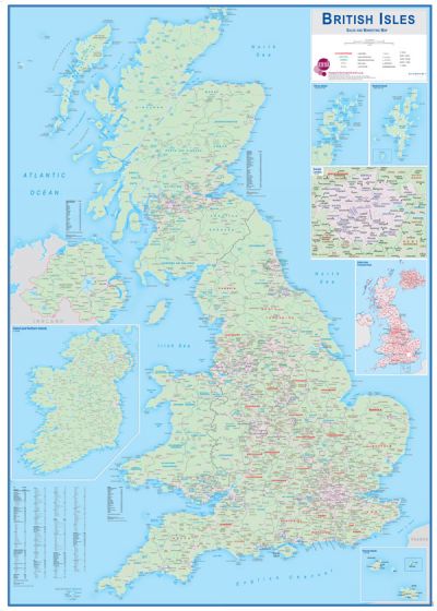 Large British Isles Sales & Marketing Wall Map by Maps International