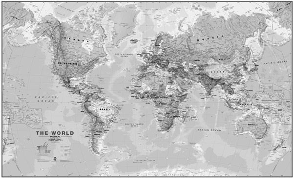 Buy Large Grey World Wall Map by Maps International – The Chart & Map Shop