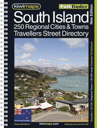 South Island 244 Provincial City & Towns Travellers Road Map by KiwiMaps (2012)