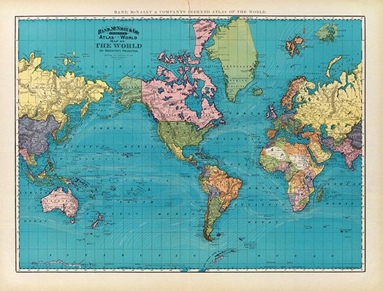 Vintage World Map 1897 Vintage Map