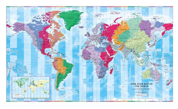 Time Zone Map of the World (flat) by Cosmographics