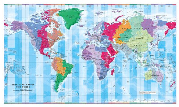Time Zone Map of the World Wall Map by Cosmographics (2016)