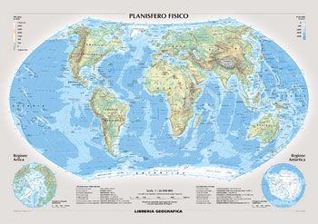 Wold Wall Map Physical Italian Wall Map by Geo4Map (2015)