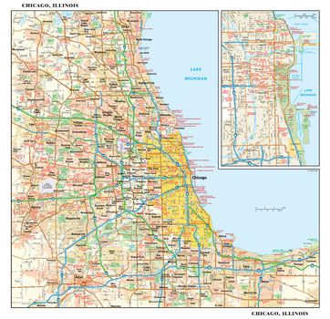 Chicago, Illinois Wall Map by Globe Turner (2016)