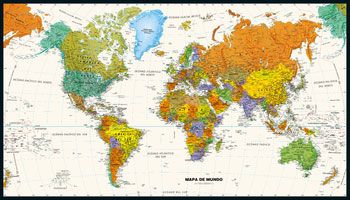 Contemporary World Map in Spanish Wall Map by Globe Turner (2016)
