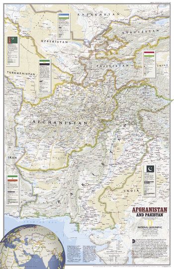 Afghanistan & Pakistan 2001 Wall Map by National Geographic (2001)