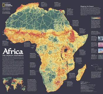 Africa, the Human Footprint Wall Map by National Geographic (2005)