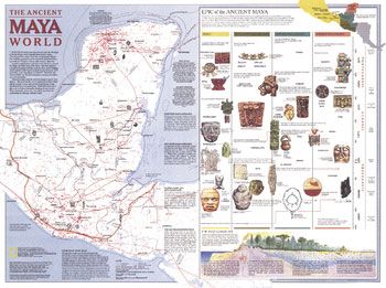 Ancient Maya Wall Map by National Geographic (1989)