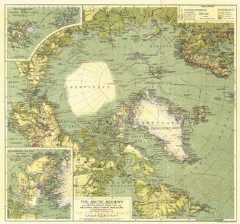 Arctic Regions (1925) Wall Map by National Geographic