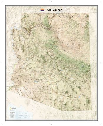 Arizona State Wall Map by National Geographic (2009)
