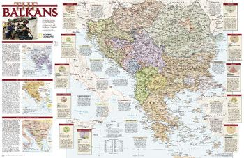 Balkans Conflict Wall Map by National Geographic (2008)