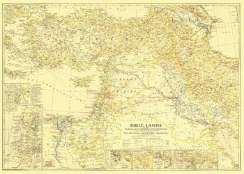 Bible Lands, & the Cradle of Western Civilization Wall Map by National Geographic (1938)